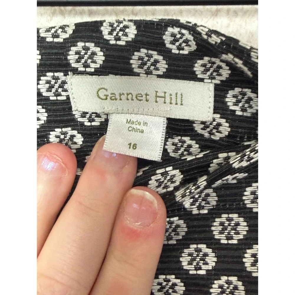 Garnet Hill Black White Geometric Pattern‎ Mini Skirt Size 16 Career Office Work
